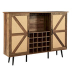 Meuble de rangement rustique en bois avec porte-bouteilles et porte-verres à vin