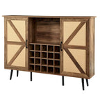 Meuble de rangement rustique en bois avec porte-bouteilles et porte-verres à vin