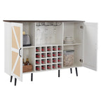Meuble de rangement rustique en bois avec porte-bouteilles et porte-verres à vin