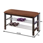 Banc à chaussures en bois avec siège en microfibre couleur chocolat, Espresso