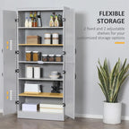 Garde-manger de cuisine autoportant, étagère à 6 niveaux avec 2 étagères réglables