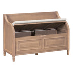 Banc de rangement multifonctionnel en bois massif de style rustique pour entrée avec charnière de sécurité