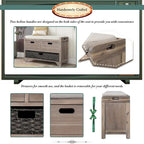 Banc de rangement avec panier amovible et 2 tiroirs, banc à chaussures entièrement assemblé avec coussin amovible