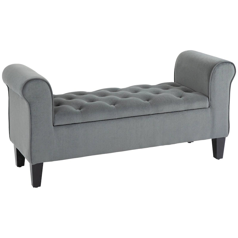 Banc de rangement capitonné avec accoudoirs arrondis