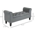 Banc de rangement capitonné avec accoudoirs arrondis