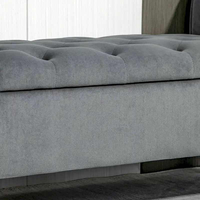 Banc de rangement capitonné avec accoudoirs arrondis