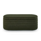 Banc ottoman de rangement ovale moderne, banc de bout de lit en tissu Boucle Teddy avec rangement, tabouret de bout de lit avec charnière de sécurité