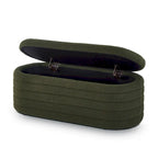 Banc ottoman de rangement ovale moderne, banc de bout de lit en tissu Boucle Teddy avec rangement, tabouret de bout de lit avec charnière de sécurité
