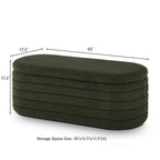Banc ottoman de rangement ovale moderne, banc de bout de lit en tissu Boucle Teddy avec rangement, tabouret de bout de lit avec charnière de sécurité