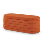Banc ottoman de rangement ovale moderne, banc de bout de lit en tissu Boucle Teddy avec rangement, tabouret de bout de lit avec charnière de sécurité