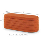 Banc ottoman de rangement ovale moderne, banc de bout de lit en tissu Boucle Teddy avec rangement, tabouret de bout de lit avec charnière de sécurité