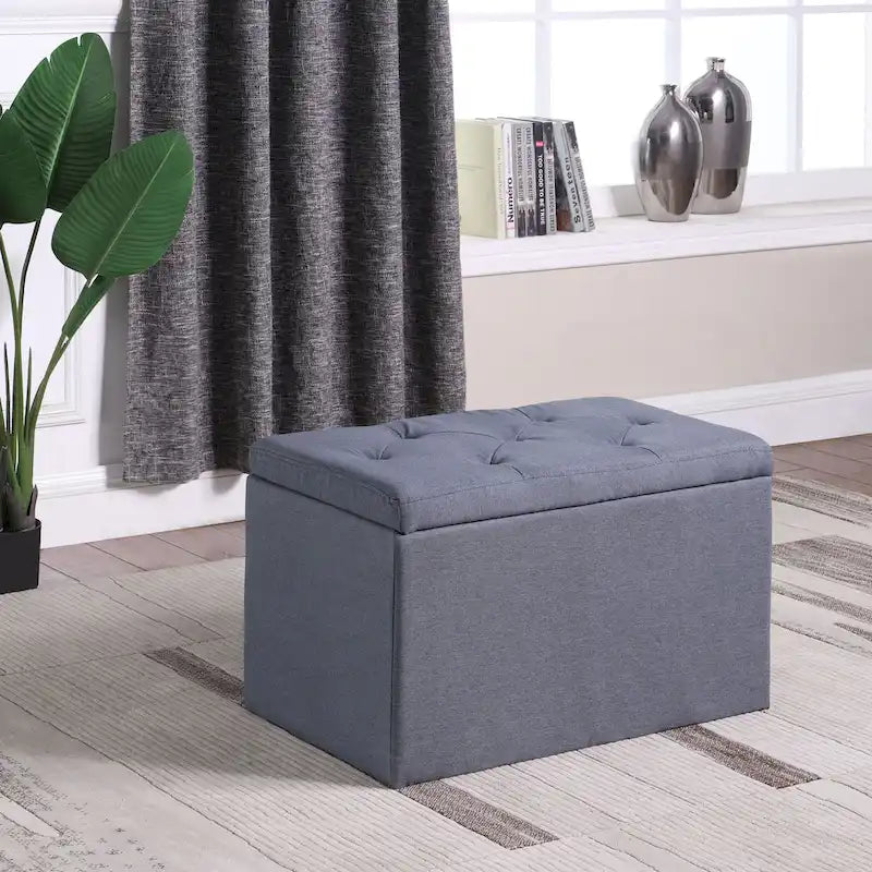 Banc de rangement capitonné gris de 18,5 pouces