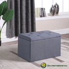 Banc de rangement capitonné gris de 18,5 pouces