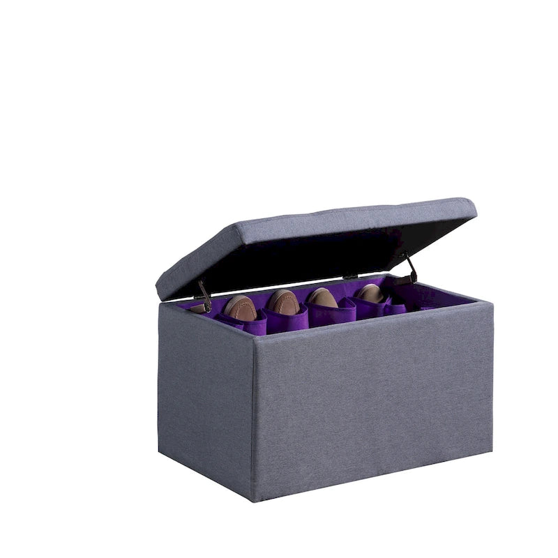 Banc de rangement capitonné gris de 18,5 pouces