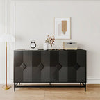 Bahut laqué noir à 4 portes en bois, meuble de rangement pour salon, bureau, cuisine