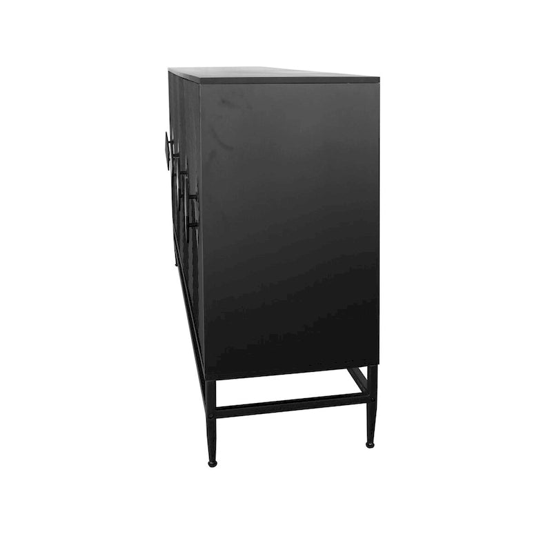 Bahut laqué noir à 4 portes en bois, meuble de rangement pour salon, bureau, cuisine