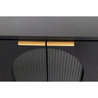 Bahut laqué noir à 4 portes en bois, meuble de rangement pour salon, bureau, cuisine
