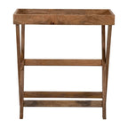 Plateau de service en bois avec support 30 x 32 Plateau TV marron Support décoratif rustique contemporain ou affichage de rangement - 30 x 15 x 32
