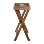 Plateau de service en bois avec support 30 x 32 Plateau TV marron Support décoratif rustique contemporain ou affichage de rangement - 30 x 15 x 32