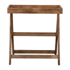 Plateau de service en bois avec support 30 x 32 Plateau TV marron Support décoratif rustique contemporain ou affichage de rangement - 30 x 15 x 32