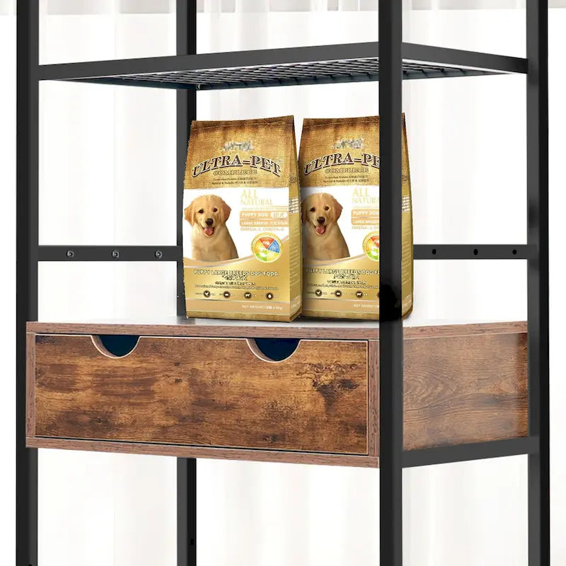 3 gamelles surélevées réglables en hauteur, station d'alimentation pour chiens et chats de grande et moyenne taille, rangement pour chien avec étagères
