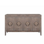 Armoire antique à quatre portes avec poignée de porte sculptée en forme de fleur