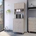 Meuble de rangement pour garde-manger avec deux portes doubles, finition gris clair