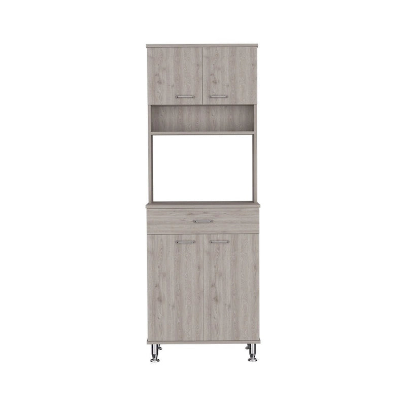 Meuble de rangement pour garde-manger avec deux portes doubles, finition gris clair