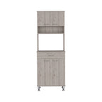 Meuble de rangement pour garde-manger avec deux portes doubles, finition gris clair