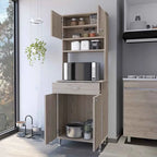 Meuble de rangement pour garde-manger avec deux portes doubles, finition gris clair