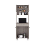 Meuble de rangement pour garde-manger avec deux portes doubles, finition gris clair