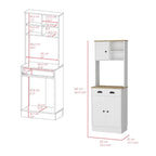 Meuble de rangement pour micro-ondes avec 3 portes et tiroir, finition blanc / macadamia