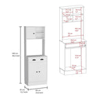 Meuble de rangement pour micro-ondes avec 3 portes et tiroir, finition blanc / macadamia