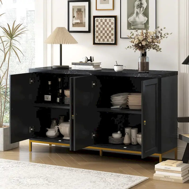 Buffet moderne avec poignées et pieds en métal