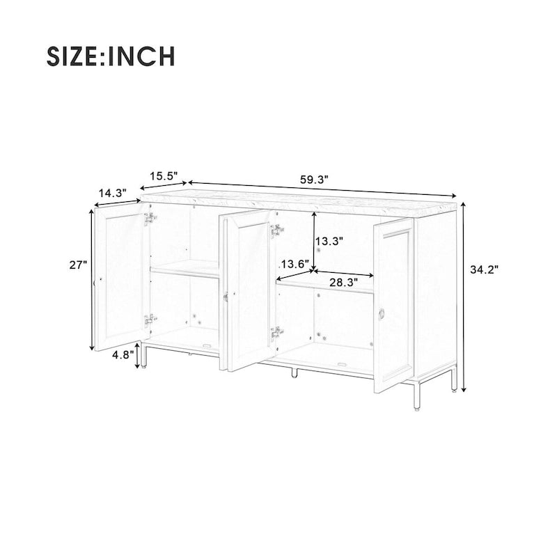 Buffet moderne avec poignées et pieds en métal
