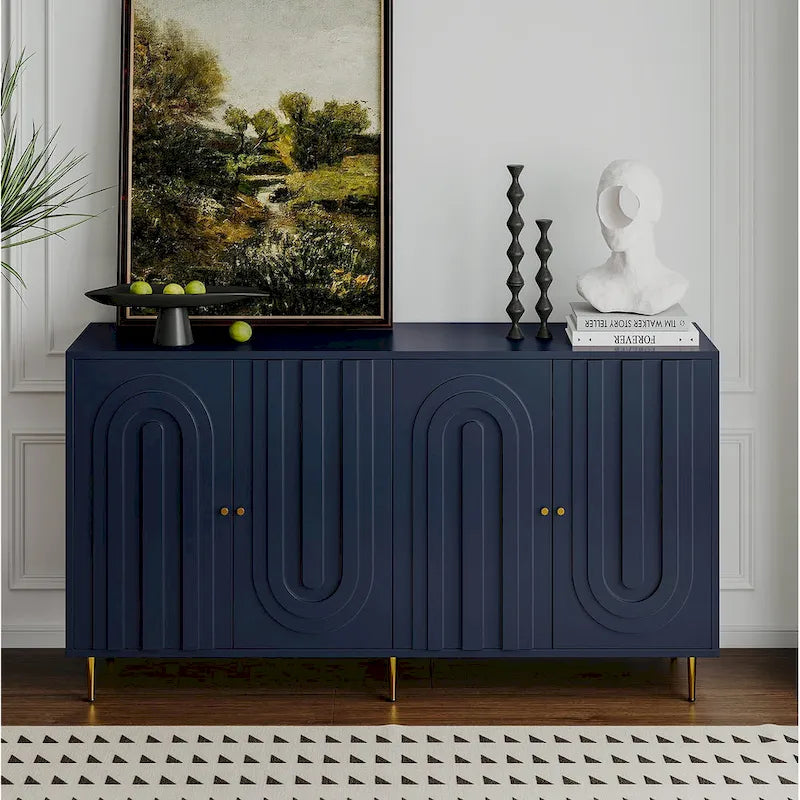 Meuble de rangement en bois avec portes vitrées et étagères