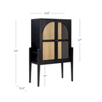 Crédence ou buffet style Mid-Century Modern avec portes vitrées, armoire de rangement de cuisine avec cadre en bois