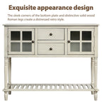 Table console de buffet avec étagère inférieure, meuble de rangement de salon en bois/verre style ferme