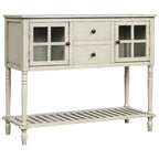 Table console de buffet avec étagère inférieure, meuble de rangement de salon en bois/verre style ferme