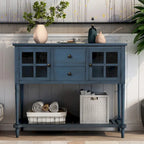 Table console de buffet avec étagère inférieure, meuble de rangement de salon en bois/verre style ferme