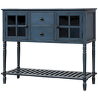 Table console de buffet avec étagère inférieure, meuble de rangement de salon en bois/verre style ferme