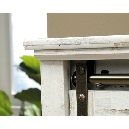 Meuble TV de 60 po avec portes coulissantes, fini blanc planche
