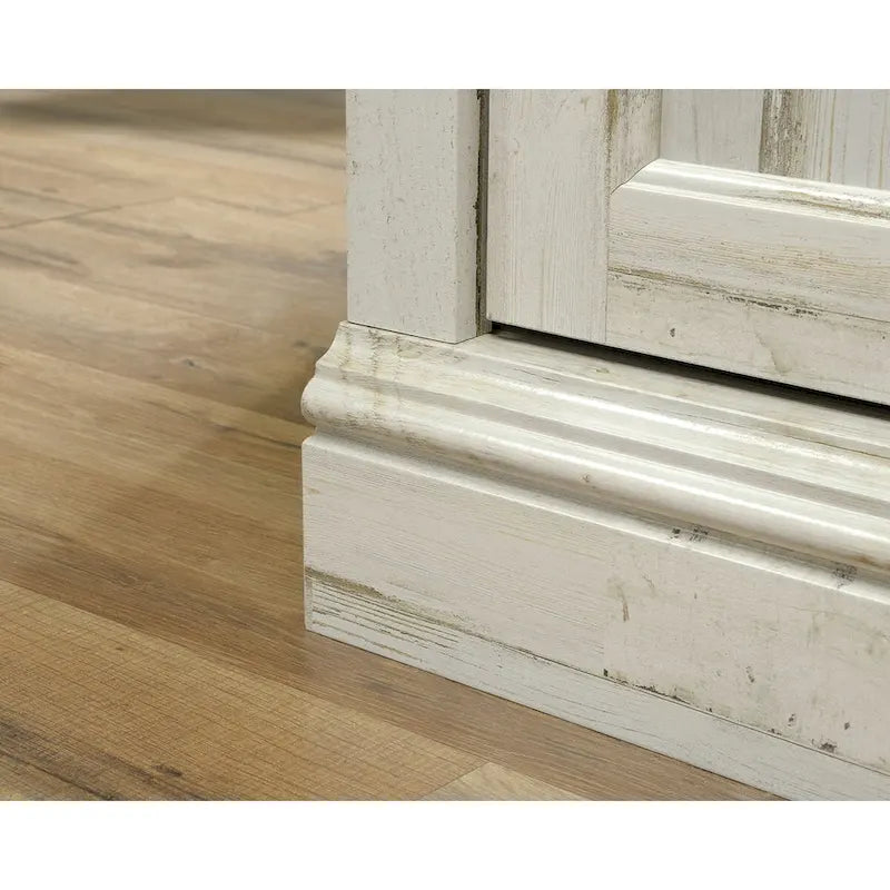 Meuble TV de 60 po avec portes coulissantes, fini blanc planche