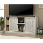 Meuble TV de 60 po avec portes coulissantes, fini blanc planche
