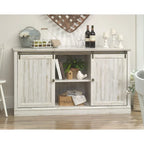 Meuble TV de 60 po avec portes coulissantes, fini blanc planche