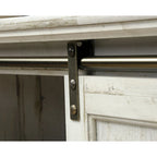Meuble TV de 60 po avec portes coulissantes, fini blanc planche