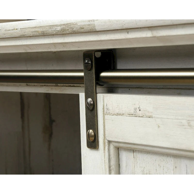 Meuble TV de 60 po avec portes coulissantes, fini blanc planche