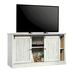 Meuble TV de 60 po avec portes coulissantes, fini blanc planche