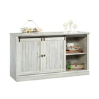 Meuble TV de 60 po avec portes coulissantes, fini blanc planche