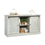 Meuble TV de 60 po avec portes coulissantes, fini blanc planche